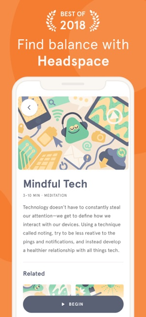 Headspace’s 1st App Store screenshot as of 19 July 2019